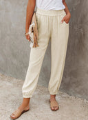 Chic Women's Linen Trousers with Adjustable Waist