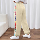 Floral Print Women's Pants with Elastic Waistband