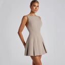 Chic A-Line Dress with Flowing Hem and Pleats