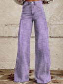 High-Waisted Wide-Leg Jeans with Contemporary Striped Pattern