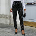 Chic Faux Leather Ladies Pants with Stylish Waistband