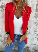 Chic Women's Blazer with Animal Print Sleeves