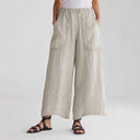 Women's Relaxed Linen Trousers with Elastic Waist and Convenient Pockets