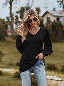 Chic V-Neck Top with Puff Sleeves for Women
