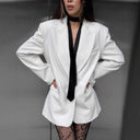 Chic Oversized Blazer with Deep Cut and Flap Pockets