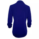 Chic Women's Long Sleeve Blouse with V-Neck and Decorative Pleats