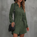 Stylish Women's Shirt Dress with Adjustable Belt and Button Detail