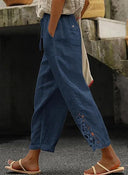 Embroidered Women's Linen Pants for Effortless Style