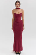 Off-Shoulder Maxi Dress with Chic Draping for Women