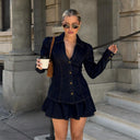 Button-Up Women's Denim Dress with Flared Skirt