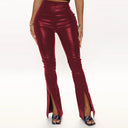 High-Shiny Flared Leggings with Slit for Women