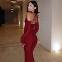 Stylish Midi Dress with Cut-Outs & Distinctive Shoulder Design