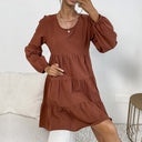 Women's Flowing Midi Dress with Ruffle Details