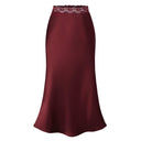 Chic Satin Skirt with Lace Detail