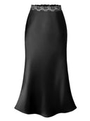 Chic Satin Skirt with Lace Detail