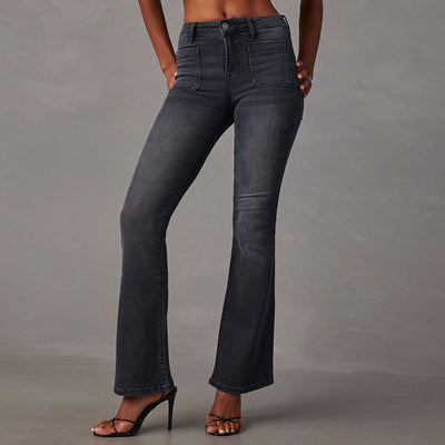 Chic Women's High-Waisted Flared Jeans