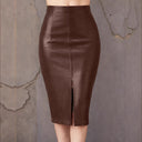 Chic High-Waisted Faux Leather Skirt with Slit