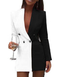Chic Two-Tone Women's Blazer Dress