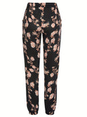 Floral Print Jersey Pants with Elastic Waist