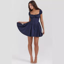 Chic Women's Summer Dress with Puff Sleeves and Defined Waist