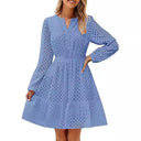 Stylish Women's Blouse Dress with Unique Cutwork and Statement Sleeves