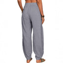 Women's Summer Palazzo Pants with Stretch Waistband and Side Pockets