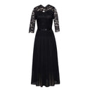 Maxi Dress with Lace Sleeves in Chiffon Style
