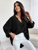 Women's Oversized Long Blouse with Button Placket