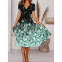 Floral V-Neck A-Line Dress for Women
