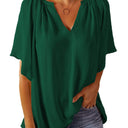 Chic Balloon Sleeve Blouse with Elastic Hem for Women