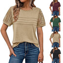 Chic Women's T-Shirt with Crochet Sleeves