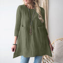 Chic Women's Tunic Dress with Pockets & 3/4 Sleeves