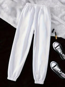 Women's Chic Elastic Waist Leisure Pants with Pockets