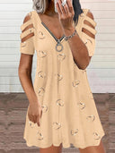 Heart Motif Dress with Side Cut-Outs for Women