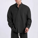 Shimmering Women's Long Sleeve Blouse with Modern Stand-Up Collar
