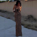 Women's Leopard Print V-Neck Dress with Adjustable Straps