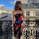 Chic Floral Print Cocktail Dress with Fringe Accents