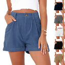 High-Waist Women's Shorts with Wide Waistband and Utility Pockets