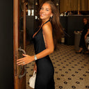 Chic Maxi Dress with Deep V-Neck and Flowing Design