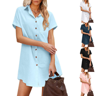 Chic Women's Shirt Dress with Stylish Collar and Button Placket