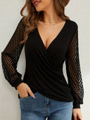 Women's Lace Sleeve Draped Blouse