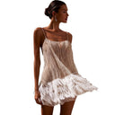 Glittering Sequin Cocktail Dress with Feather Accents