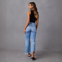Trendy High-Waisted Distressed Flared Jeans for Women