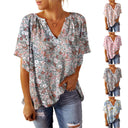 Floral Print V-Neck Blouse for Women