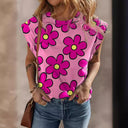 Floral Print Women's T-Shirt with Statement Sleeves
