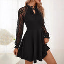 Lace Sleeve Women's Dress with Bow Accent