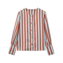Chic Striped Long Sleeve Blouse with Puff Sleeves