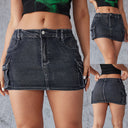 Chic Women's Denim Cargo Skirt with Trendy Pockets