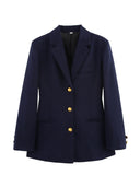 Checked Blazer with Golden Buttons and Pocket Design
