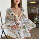 Chic Floral Stripe Women's Dress